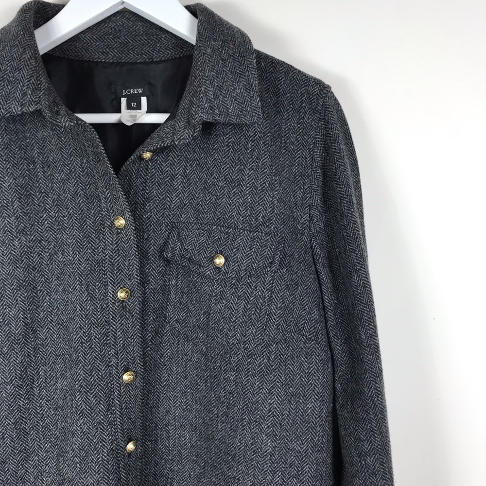 J. Crew Herringbone Wool Shirt Dress - Picture 6 of 8